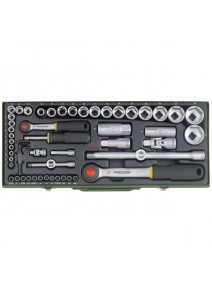 Proxxon 23040 - Trusa chei tubulare de 1/4" si 1/2" 56 de piese