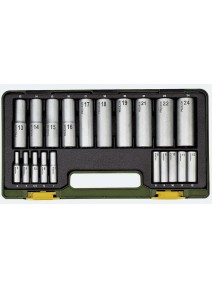 Proxxon 23292 - Trusa tubulare lungi, 1/2", 1/4", 20 piese